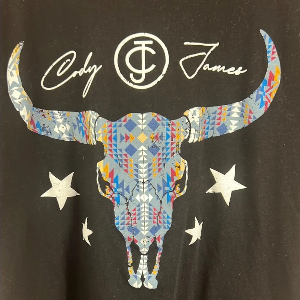 Cody‎ James Black Skull Bull Horns Country Graphic T-Shirt 100% Cotton Size XL